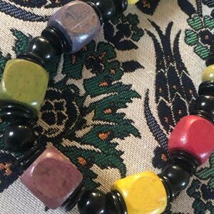 Vintage Wood Blocks necklace 20” approximately